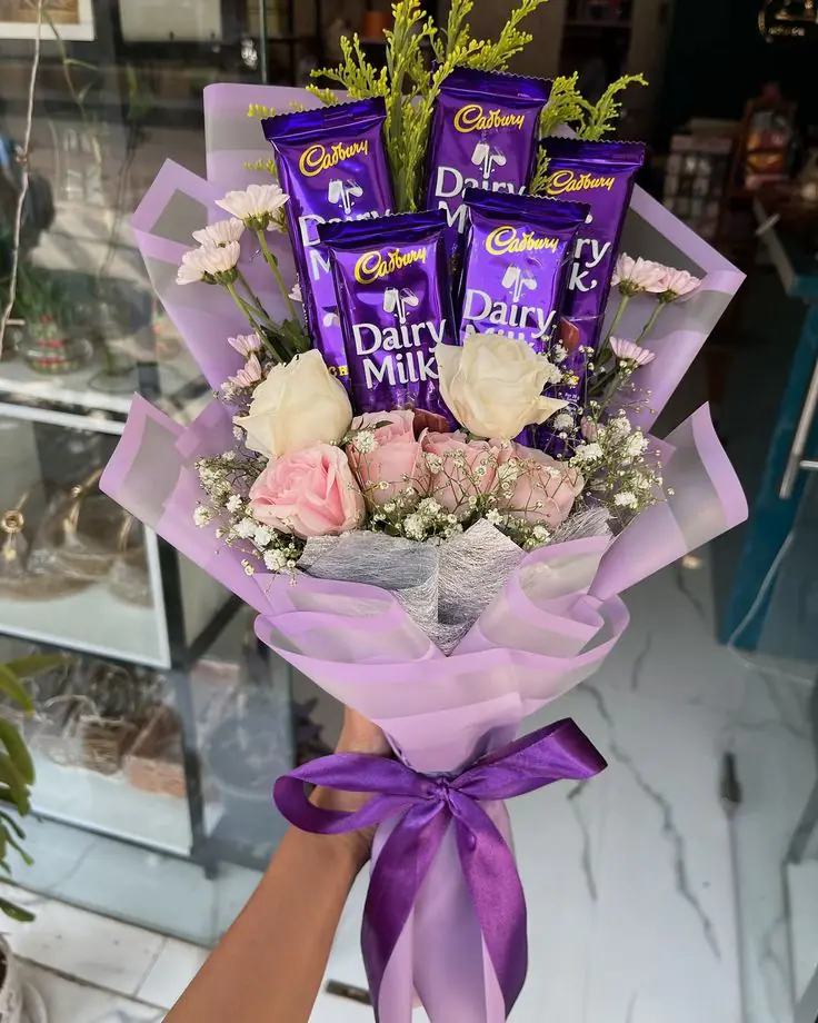 Purple Bliss Chocolate Rose Bouquet