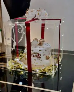 Golden Glow Acrylic Cake Box