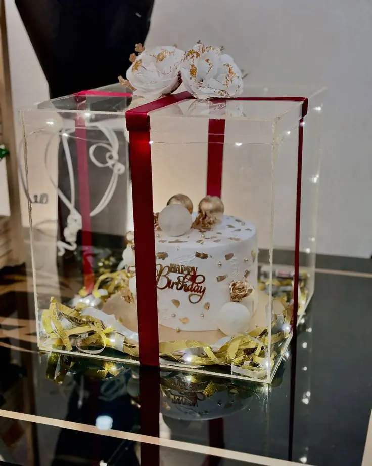 Golden Glow Acrylic Cake Box