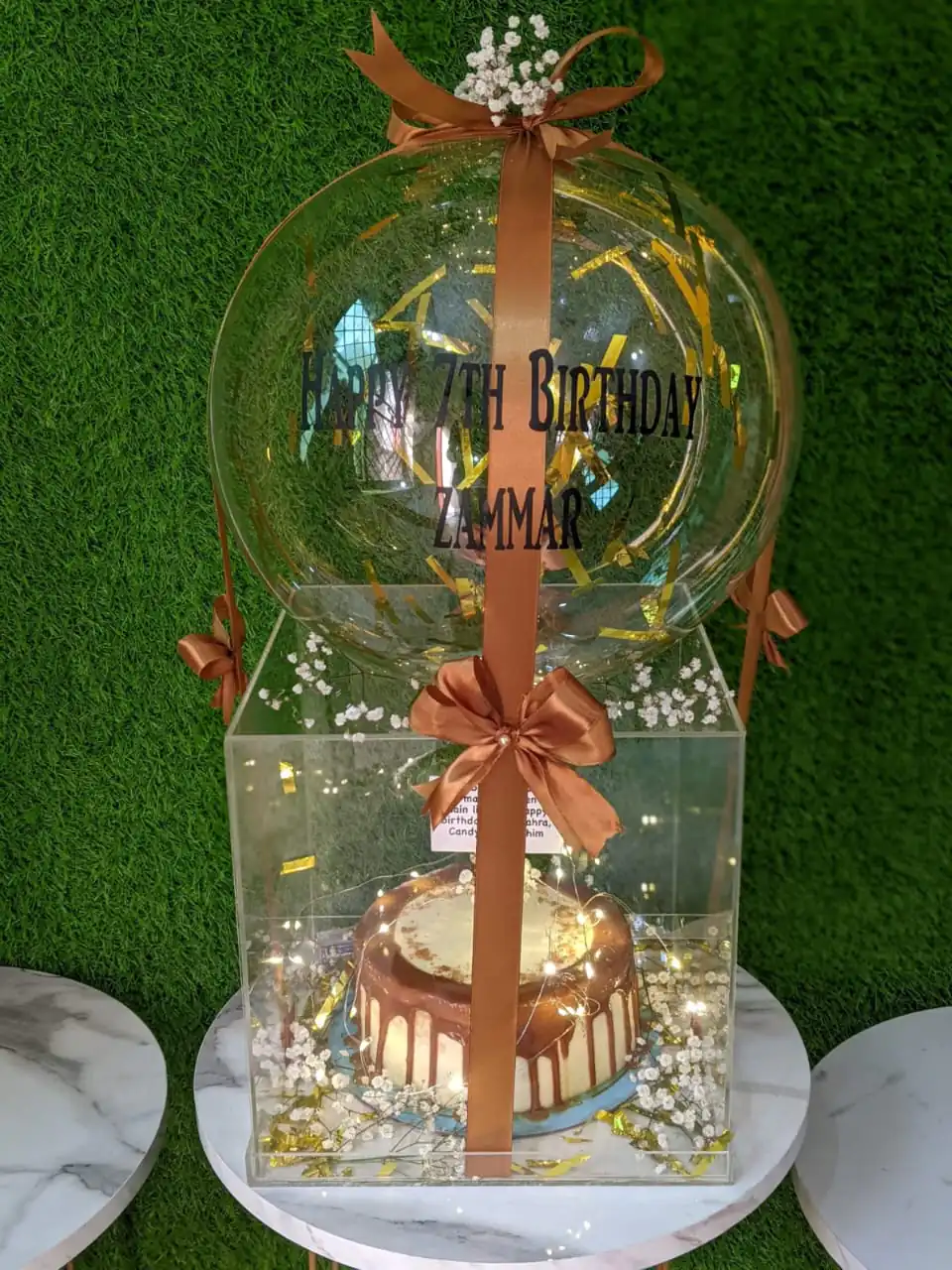 Golden Balloon Surprise Cake Box