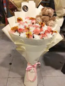 Mixed Flower Bouquet with Teddy Bear Combo