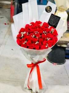 Red Rose Bouquet with Baby's Breath