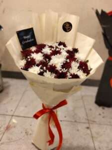 Burgundy & White Flowers Bouquet