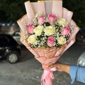 Pastel Pink & Cream Rose Bouquet