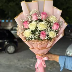 Pastel Pink & Cream Rose Bouquet