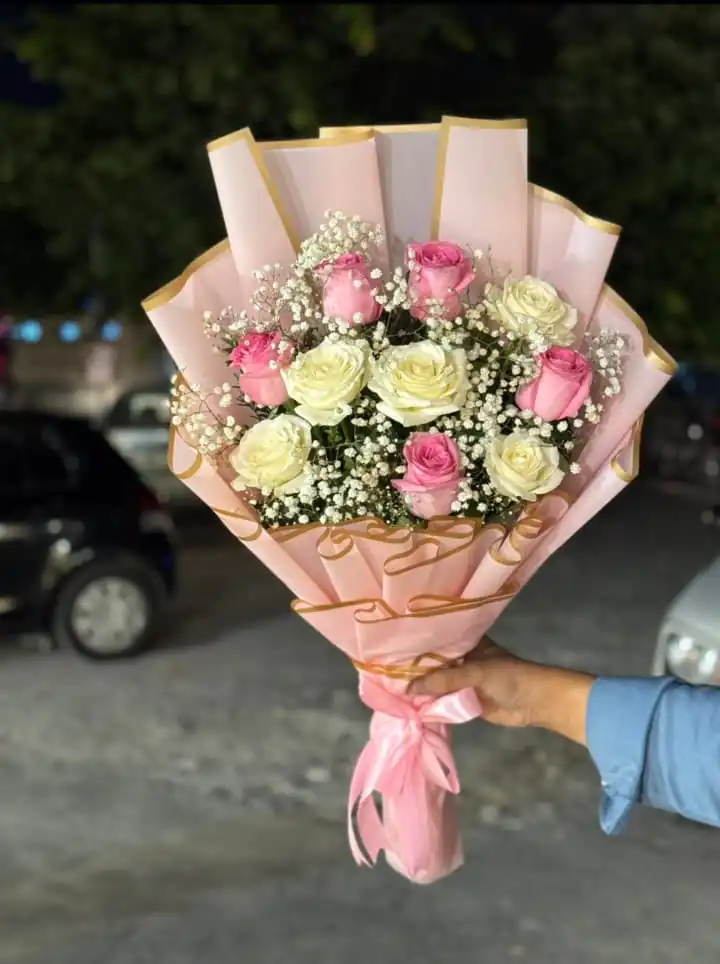 Pastel Pink & Cream Rose Bouquet