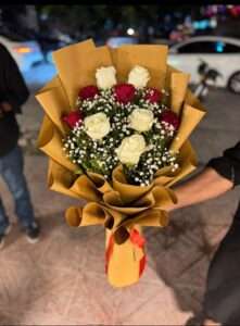 Classic Red & White Rose Bouquet