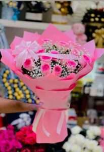 Vibrant Pink Rose Luxury Flowers Bouquet