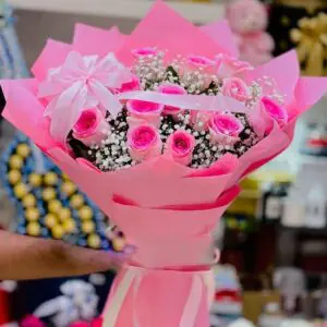 Vibrant Pink Rose Luxury Flowers Bouquet