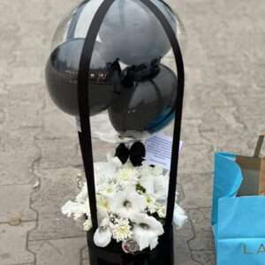 Black Pearl Floral Balloon Stand