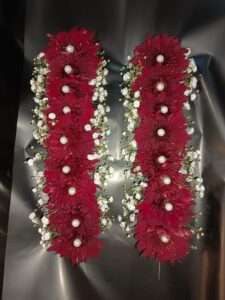 Deep Red Floral Gajra Pair