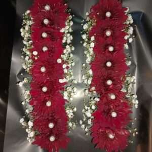 Deep Red Floral Gajra Pair