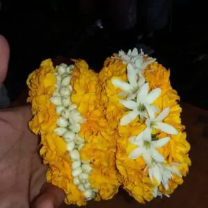 Yellow Marigold & White Jasmine Gajra