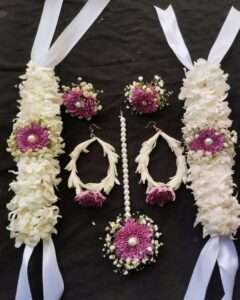 White & Purple Floral Jewelry Set