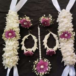 White & Purple Floral Jewelry Set