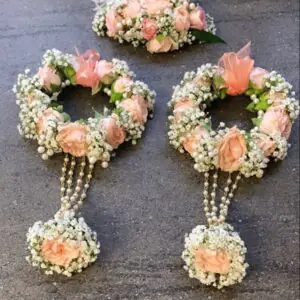 Bridal Floral Jewelry Set (Gajra + Bracelets + Headpiece)