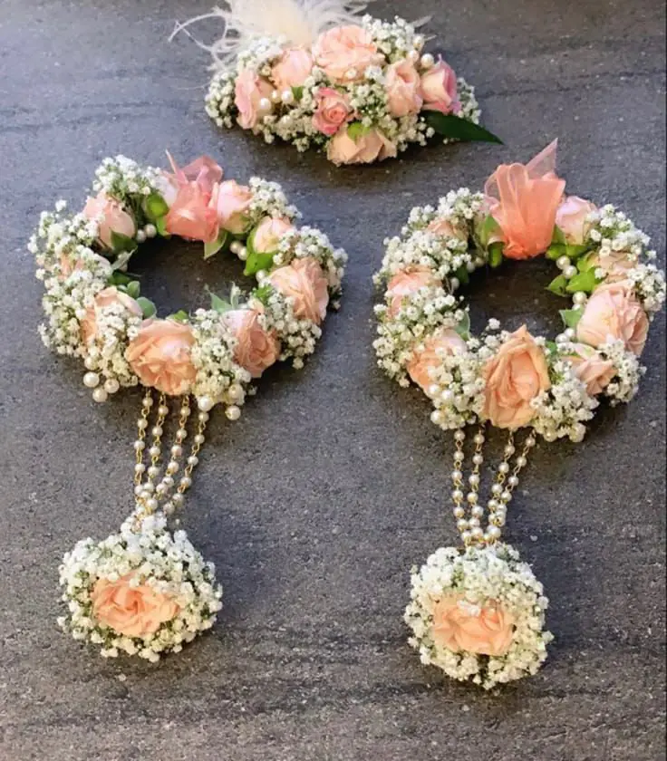 Bridal Floral Jewelry Set (Gajra + Bracelets + Headpiece)