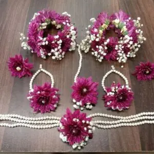 Deep Magenta Floral Jewelry Set