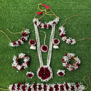 Maroon & White Floral Jewelry Set