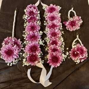 Pink Chrysanthemum Floral Jewelry Set