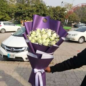 Elegant White Rose Bouquet