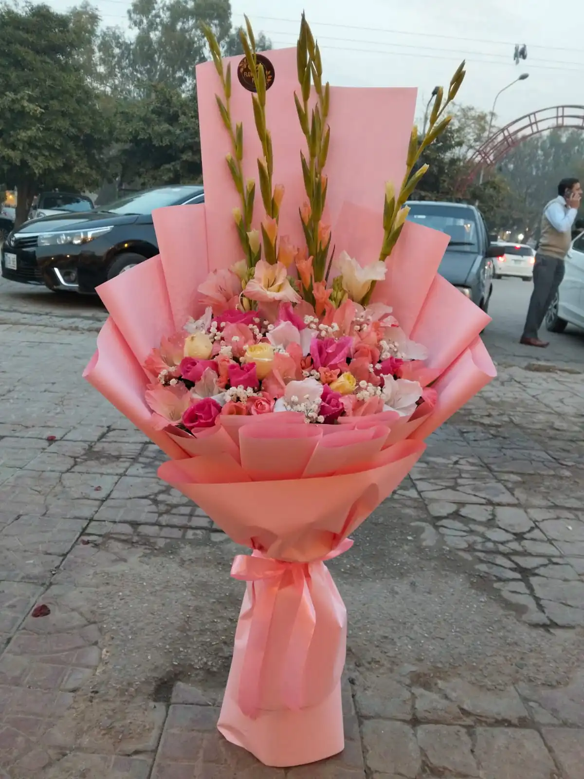 Elegance Gladiolus & Rose Bouquet