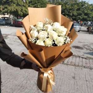 Elegant White Roses Bouquet
