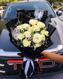 Elegant White Rose Butterfly Bouquet