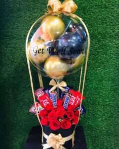 Get Well Soon Chocolate & Roses Balloon Surprise