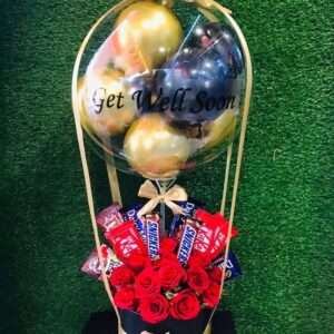 Get Well Soon Chocolate & Roses Balloon Surprise