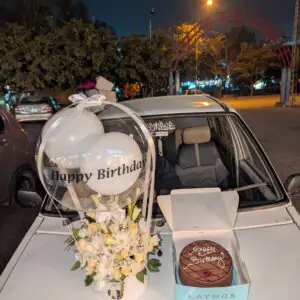 Birthday Flower, Balloon & Cake Combo