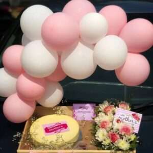 Mother’s Day Love Hamper with Cake, Flowers & Balloons