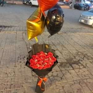 Romance Red Rose Bouquet with Balloons