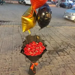 Romance Red Rose Bouquet with Balloons