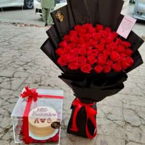 Romance Rose Bouquet with Celebration Cake