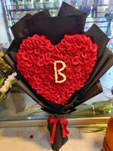 Luxury Heart Initial Rose Bouquet – Red Edition