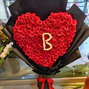 Luxury Heart Initial Rose Bouquet – Red Edition