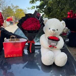 The Midnight Rose & Giant Teddy Surprise